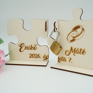Puzzle lakatceremónia szett talppal+lakattal esküvőre - esküvő - nászajándék - Meska.hu