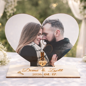 Fényképes puzzle lakatceremónia szett talppal esküvőre - esküvő - emlék & ajándék - nászajándék - ceremónia szett - Meska.hu