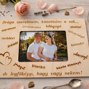 Egyedi fa képkeret Valentin napra, évfordulóra - Meska.hu