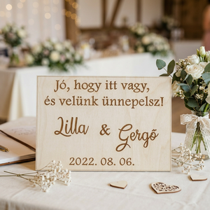 Üdvözlő tábla fából, gravírozva - Meska.hu