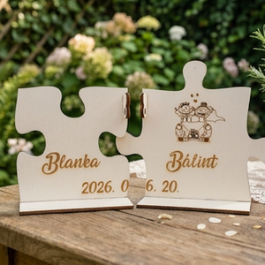 Puzzle lakatceremónia szett talppal+lakattal esküvőre - esküvő - esküvői szett - Meska.hu