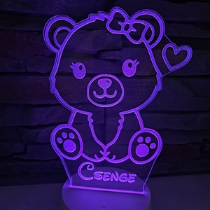 3D Ledlámpa Egyedi névvel macis grafikával - otthon & életmód - lámpa - hangulatlámpa - Meska.hu