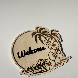 Hawaii hangulatú, gravírozott fa ajtódísz, welcome felirattal. - Meska.hu