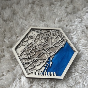 Többrétegű Barcelona várostérkép - otthon & életmód - dekoráció - dísztárgy - Meska.hu