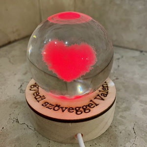 Szív 3D LED kristály hógömb  - ha kell valami különleges Valentin napra!  - Meska.hu