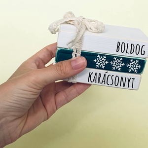Karácsonyi dekoráció, Boldog karácsonyt mini könyv csomag - karácsony - adventi díszek - adventi asztaldísz - Meska.hu