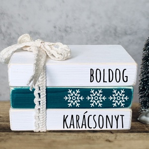 Karácsonyi dekoráció, Boldog karácsonyt mini könyv csomag - karácsony - adventi díszek - adventi asztaldísz - Meska.hu