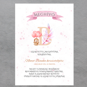Keresztelési meghívó (kezdőbetűs grafikával) - otthon & életmód - papír, írószer - ajándékozás kellékei - meghívó - Meska.hu