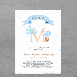 Keresztelési meghívó (kezdőbetűs grafikával) - otthon & életmód - papír, írószer - ajándékozás kellékei - meghívó - Meska.hu