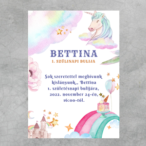 Szülinapi meghívó vattacukor színekkel - otthon & életmód - papír, írószer - ajándékozás kellékei - meghívó - Meska.hu