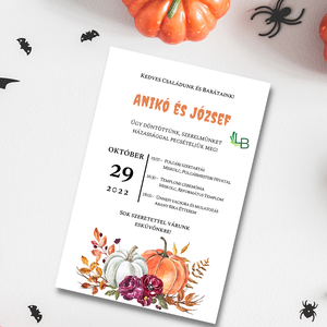 Esküvői meghívó sütőtök kompozícióval, Halloween stílusban - esküvő - meghívó & kártya - meghívó - Meska.hu