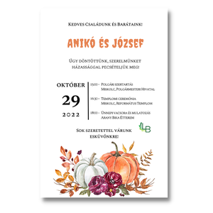 Esküvői meghívó sütőtök kompozícióval, Halloween stílusban - esküvő - meghívó & kártya - meghívó - Meska.hu