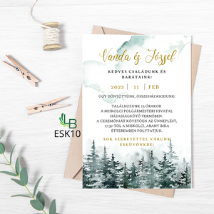 Esküvői meghívó, téli erdő ESK10 - esküvő - meghívó & kártya - meghívó - Meska.hu
