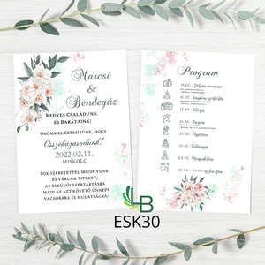 Esküvői meghívó, finom orchideás mintával ESK30, Esküvő, Meghívó & Kártya, Meghívó, Fotó, grafika, rajz, illusztráció, MESKA