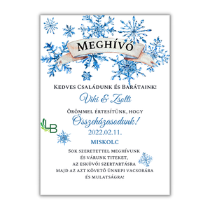 Esküvői meghívó, téli, karácsonyi, hópihés, havas grafikával - esküvő - meghívó & kártya - meghívó - Meska.hu