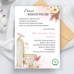 Meghívók keresztelőre, bölcsővel - otthon & életmód - papír, írószer - ajándékozás kellékei - meghívó - Meska.hu