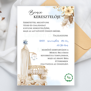 Meghívók keresztelőre, bölcsővel - otthon & életmód - papír, írószer - ajándékozás kellékei - meghívó - Meska.hu