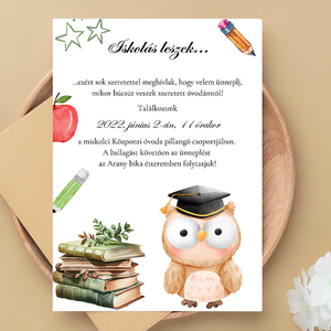 Ballagási meghívó ovisoknak (bagoly), Otthon & Életmód, Papír, írószer, Ajándékozás kellékei, Meghívó, Fotó, grafika, rajz, illusztráció, MESKA