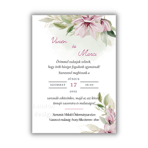 Esküvői meghívó magnóliás - esküvő - meghívó & kártya - meghívó - Meska.hu