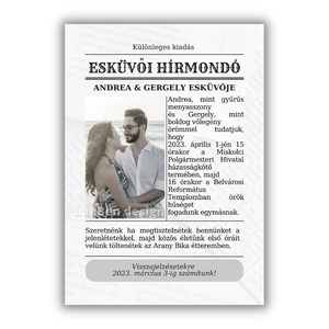 Esküvői újság meghívó - esküvő - meghívó & kártya - meghívó - Meska.hu