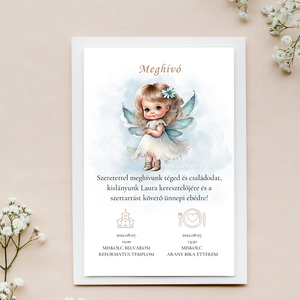 Keresztelési meghívó (angyalkás), Otthon & Életmód, Papír, írószer, Meghívó, Ajándékozás kellékei, Fotó, grafika, rajz, illusztráció, MESKA