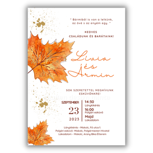 Esküvői meghívó őszi levéllel - esküvő - meghívó & kártya - meghívó - Meska.hu