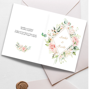 Esküvői meghívó,pink blush díszítéssel, Esküvő, Meghívó & Kártya, Meghívó, Fotó, grafika, rajz, illusztráció, MESKA