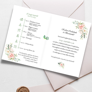 Esküvői meghívó,pink blush díszítéssel - esküvő - meghívó & kártya - meghívó - Meska.hu