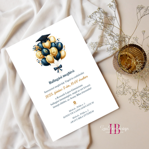 Általános iskolai ballagási meghívó lufikkal, Otthon & Életmód, Papír, írószer, Meghívó, Ajándékozás kellékei, Fotó, grafika, rajz, illusztráció, MESKA