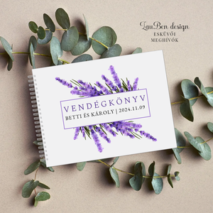 Esküvői vendégkönyv-levendulás, Esküvő, Emlék & Ajándék, Vendégkönyv, Fotó, grafika, rajz, illusztráció, MESKA