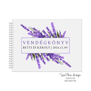 Esküvői vendégkönyv-levendulás - esküvő - emlék & ajándék - vendégkönyv - Meska.hu