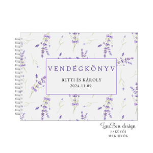Esküvői vendégkönyv-levendulás - esküvő - emlék & ajándék - vendégkönyv - Meska.hu
