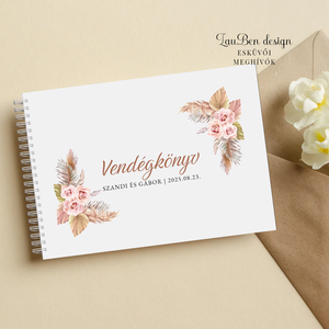 Esküvői vendégkönyv, esküvői fotókönyv-pampás, Esküvő, Emlék & Ajándék, Vendégkönyv, Fotó, grafika, rajz, illusztráció, MESKA