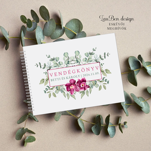 Esküvői vendégkönyv, esküvői fotókönyv-orchideával, Esküvő, Emlék & Ajándék, Vendégkönyv, Fotó, grafika, rajz, illusztráció, MESKA