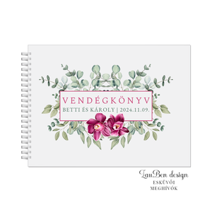Esküvői vendégkönyv, esküvői fotókönyv-orchideával - esküvő - emlék & ajándék - vendégkönyv - Meska.hu