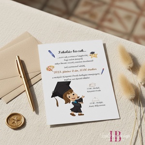 Ballagási meghívó ovisoknak-személyre szabható meghívó, Otthon & Életmód, Papír, írószer, Ajándékozás kellékei, Meghívó, Fotó, grafika, rajz, illusztráció, MESKA