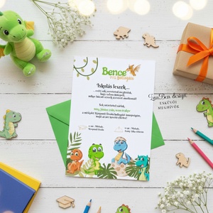 Ovis ballagási meghívó, dínókkal - Meska.hu