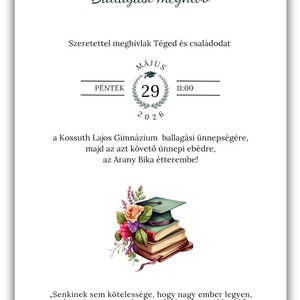 Iskolai ballagási meghívó könyvekkel, zöldes színekkel - otthon & életmód - papír, írószer - ajándékozás kellékei - meghívó - Meska.hu