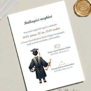 Általános iskolai ballagási meghívó fiús, Otthon & Életmód, Papír, írószer, Ajándékozás kellékei, Meghívó, Fotó, grafika, rajz, illusztráció, MESKA