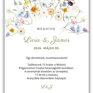 Egyedi vadvirágos esküvői meghívó � Akvarell grafikával, modern stílusban - esküvő - meghívó & kártya - meghívó - Meska.hu