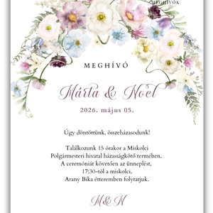 Egyedi vadvirágos esküvői meghívó � Akvarell grafikával, modern stílusban - esküvő - meghívó & kártya - meghívó - Meska.hu