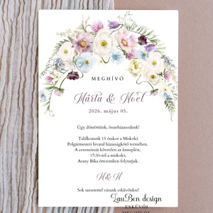 Egyedi vadvirágos esküvői meghívó � Akvarell grafikával, modern stílusban - Meska.hu