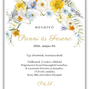 Egyedi vadvirágos esküvői meghívó � Akvarell grafikával, modern stílusban - esküvő - meghívó & kártya - meghívó - Meska.hu