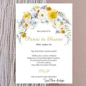 Egyedi vadvirágos esküvői meghívó � Akvarell grafikával, modern stílusban - Meska.hu