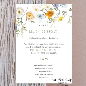 Vadvirágos mező esküvői meghívó � színes akvarell grafikával és egyedi szöveggel, Esküvő, Meghívó & Kártya, Meghívó, Fotó, grafika, rajz, illusztráció, MESKA