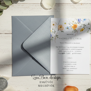 Vadvirágos mező esküvői meghívó � színes akvarell grafikával és egyedi szöveggel - esküvő - meghívó & kártya - meghívó - Meska.hu