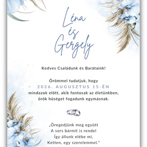 Kék orchideás és pampafüves esküvői meghívó � idővonallal - esküvő - meghívó & kártya - meghívó - Meska.hu