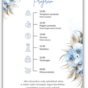 Kék orchideás és pampafüves esküvői meghívó � idővonallal - esküvő - meghívó & kártya - meghívó - Meska.hu