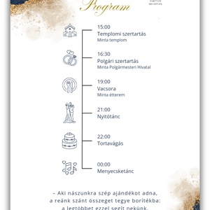 Modern gold és navy � kétoldalas absztrakt esküvői meghívó sötétkék és arany dekorral - esküvő - meghívó & kártya - meghívó - Meska.hu