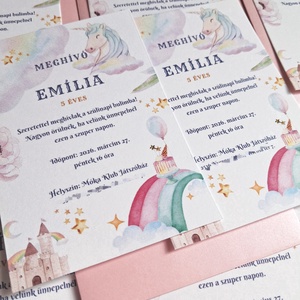 Szülinapi meghívó vattacukor színekkel - otthon & életmód - papír, írószer - ajándékozás kellékei - meghívó - Meska.hu